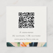 Farbiger Paradiesvogel Gemalte Florale QR-Code Quadratische Visitenkarte (Rückseite)