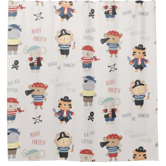 Farbiger Party Pirate Animals Duschvorhang (Vorderseite)