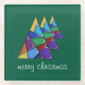 Farbiger Patchwork-Weihnachtsbaumschmuck  Glasuntersetzer (Vorderseite)