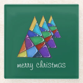Farbiger Patchwork-Weihnachtsbaumschmuck  Glasuntersetzer