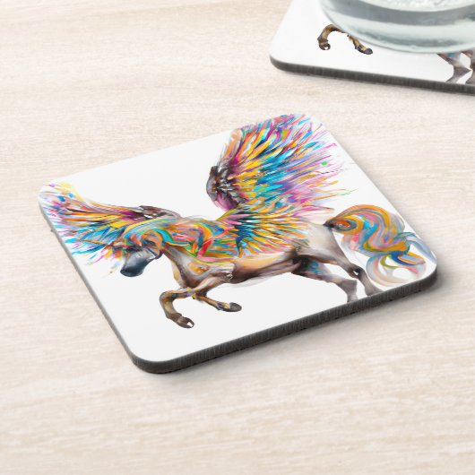 Farbiger Pegasus Getränkeuntersetzer (Linke Seite)