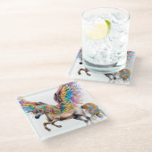Farbiger Pegasus Glasuntersetzer (Schrägansicht)