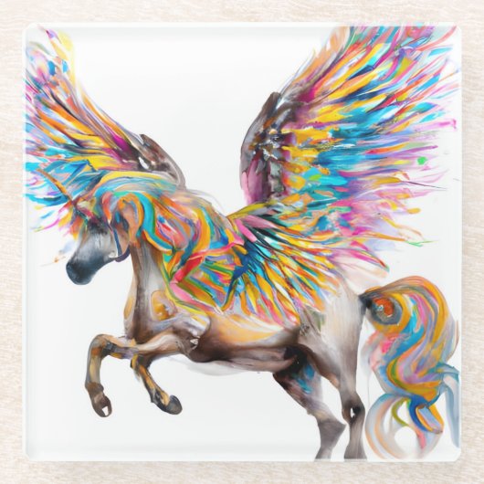 Farbiger Pegasus Glasuntersetzer (Vorderseite)