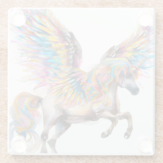 Farbiger Pegasus Glasuntersetzer (Rückseite)