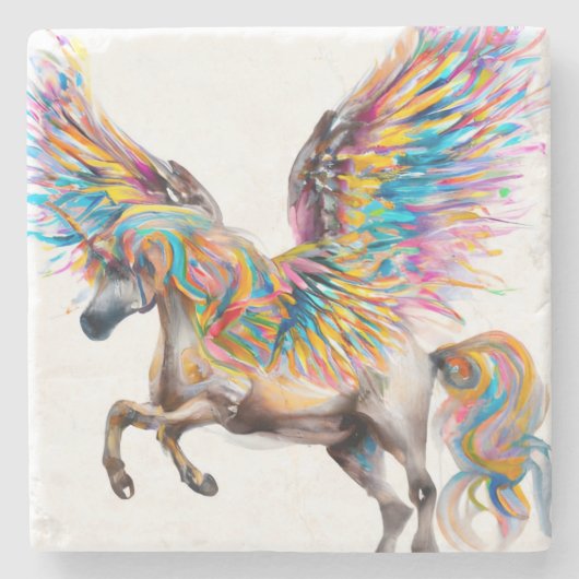 Farbiger Pegasus Steinuntersetzer (Vorderseite)
