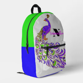 Farbiger Personalisierter Peacock-Rucksack, Bedruckter Rucksack