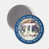 Farbiger Pi Day auf der Erde - Magnet für Mathemat (Vorderseite/Rückseite)