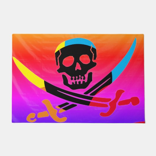 Farbiger Piratenschädel Fußmatte (Vorderseite)