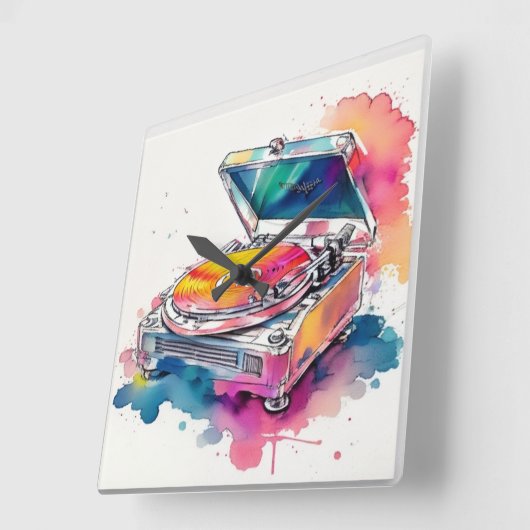 Farbiger Player Quadratische Wanduhr (Winkel)