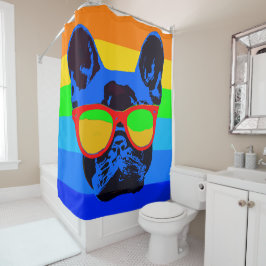 Farbiger Pop Art French Bulldog Duschvorhang