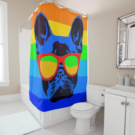 Farbiger Pop Art French Bulldog Duschvorhang (Beispiel)