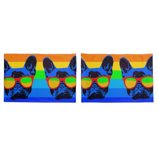 Farbiger Pop Art French Bulldog Kissenbezug (Rückseite-Set)