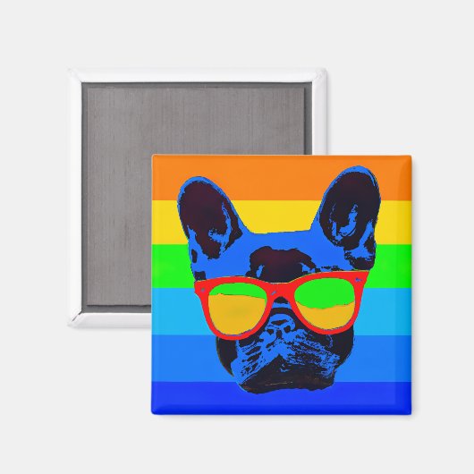 Farbiger Pop Art French Bulldog Magnet (Vorderseite/Rückseite)