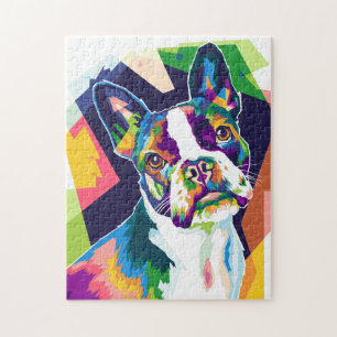 Farbiger Pop Art French Bulldog Puzzle
