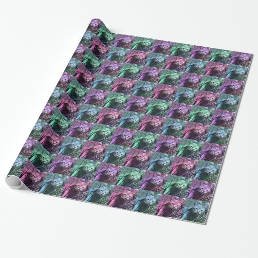 Farbiger Pop Art Kitty Wrapping Paper Geschenkpapier (Ungerollt)