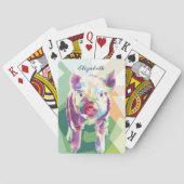 Farbiger Pop Art Pig Personalisierte Spielkarten (Rückseite)