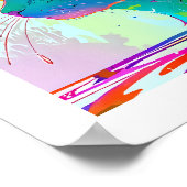 Farbiger Pop Kunst bearbeitbare Katze und Schmette Poster (Ecke)