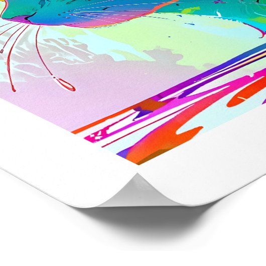 Farbiger Pop Kunst bearbeitbare Katze und Schmette Poster (Ecke)