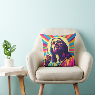 Farbiger Pop Kunst Cool Jesus Kissen
