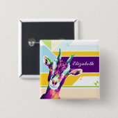 Farbiger Pop Kunst Ziege Personalisiert Button (Vorne & Hinten)