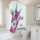 Farbiger Pop Kunst Ziege Personalisiert Duschvorhang (Beispiel)