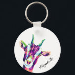 Farbiger Pop Kunst Ziege Personalisiert Schlüsselanhänger<br><div class="desc">Dieses unglaublich bunte Portrait einer Ziege bietet eine moderne,  trendige und einzigartige Interpretation dieses Barnyard-Tieres. Lila,  rosa,  grüne und blaue Farbtöne kommen in diesem wunderschön lebendigen Pop-Kunstportrait zusammen. Ändern Sie einfach den Namen,  um dieses Objekt für sich oder jemand anderen zu personalisieren.</div>