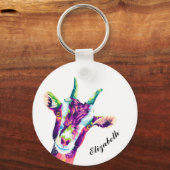 Farbiger Pop Kunst Ziege Personalisiert Schlüsselanhänger (Rückseite)
