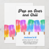 Farbiger Popsicle-Sommer 5. Geburtstag Einladung (Vorne/Hinten)