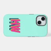 Farbiger Preppy-Name iPhone 15 Hülle (Rückseite (Horizontal))