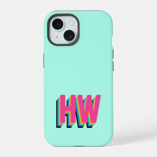 Farbiger Preppy-Name iPhone 15 Hülle (Rückseite)