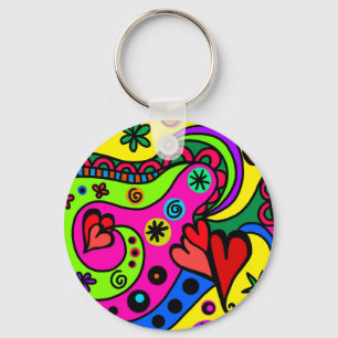 Farbiger psychedelischer Hippie-Schlüsselring Schlüsselanhänger