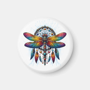Farbiger psychedelischer Libellen-Traumfänger Boho Magnet