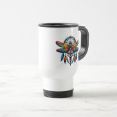 Farbiger psychedelischer Libellen-Traumfänger Boho Reisebecher (VorderseiteRechts)