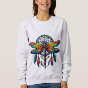Farbiger psychedelischer Libellen-Traumfänger Boho Sweatshirt