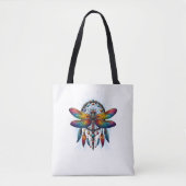 Farbiger psychedelischer Libellen-Traumfänger Boho Tasche (Vorderseite)