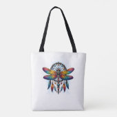 Farbiger psychedelischer Libellen-Traumfänger Boho Tasche (Rückseite)