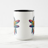 Farbiger psychedelischer Libellen-Traumfänger Boho Tasse (Zentrum)