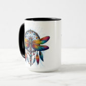 Farbiger psychedelischer Libellen-Traumfänger Boho Tasse (Vorderseite Links)