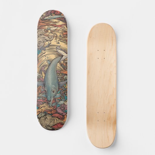 Farbiger psychedelischer Meerwal Skateboard (Vorderseite)