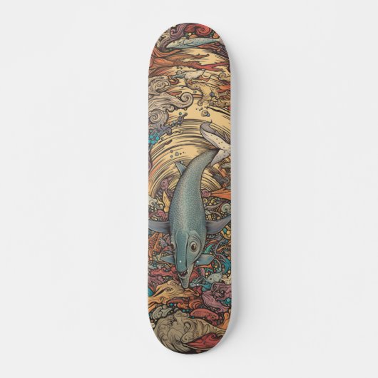 Farbiger psychedelischer Meerwal Skateboard (Vorne)