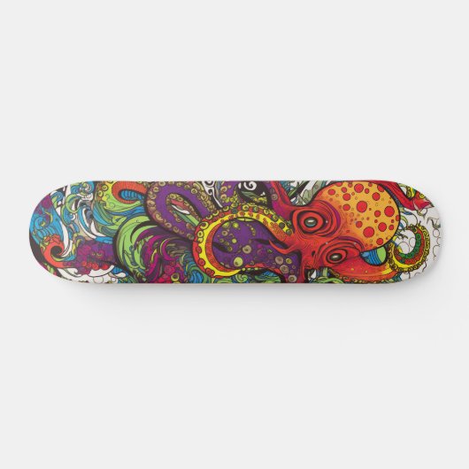 Farbiger psychedelischer Oktopus Skateboard (Horizontal)