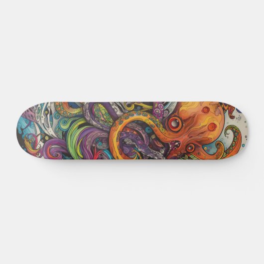 Farbiger psychedelischer Oktopus Skateboard (Horizontal)