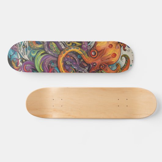Farbiger psychedelischer Oktopus Skateboard (Horizontal)