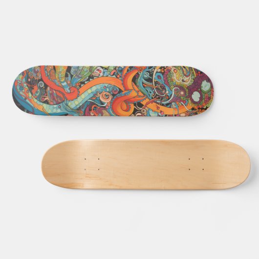 Farbiger psychedelischer Oktopus Skateboard (Horizontal)