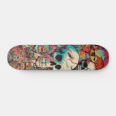 Farbiger psychedelischer Schädel Skateboard (Horizontal)