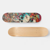 Farbiger psychedelischer Schädel Skateboard (Horizontal)