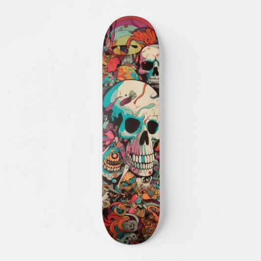 Farbiger psychedelischer Schädel Skateboard (Vorne)