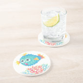 Farbiger Puffer Fisch Sandstein Untersetzer (Seite)