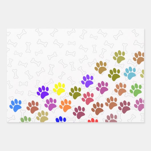 Farbiger Puppy-Paw-Druck und benutzerdefinierter T Geschenkpapier Set (Vorderseite 2)