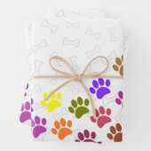 Farbiger Puppy-Paw-Druck und benutzerdefinierter T Geschenkpapier Set (Beispiel)